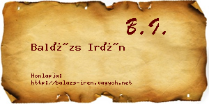 Balázs Irén névjegykártya